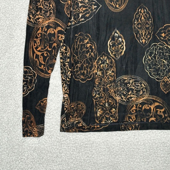 Chicos Travelers Art‎ to Wear Top Long Sleeve Brown Black Casual Y2K Travel - Picture 6 of 10